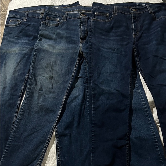 George Men's Dark and Light Blue Slim Jeans Sz:36x32 (3 pairs) - Picture 2 of 15
